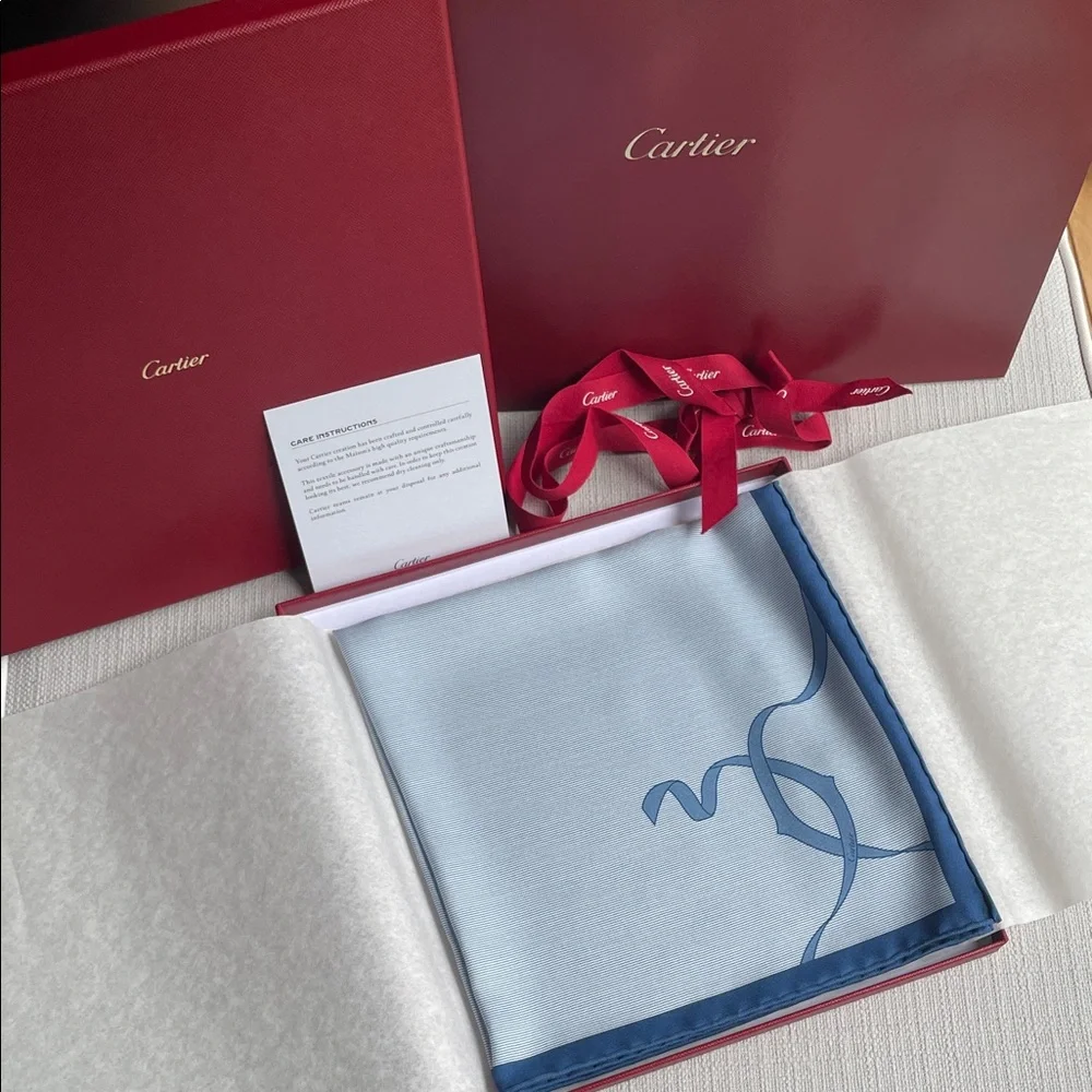 Cartier 100% Silk Scarf Brand New in Box 42x42 cm authentic new in box